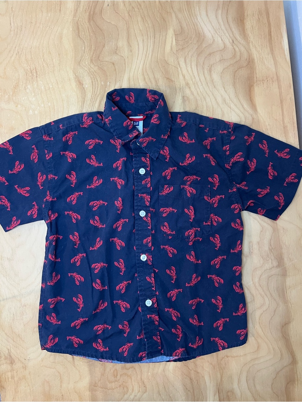Gap Red Lobster Blue Button Down Boys 4